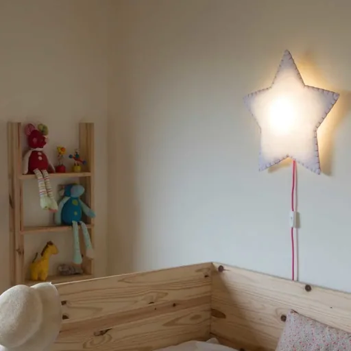 Buokids zacht lampje nachtlampje/wandlampje ster, Kleur van de naad: geel; Versie: wandlamp