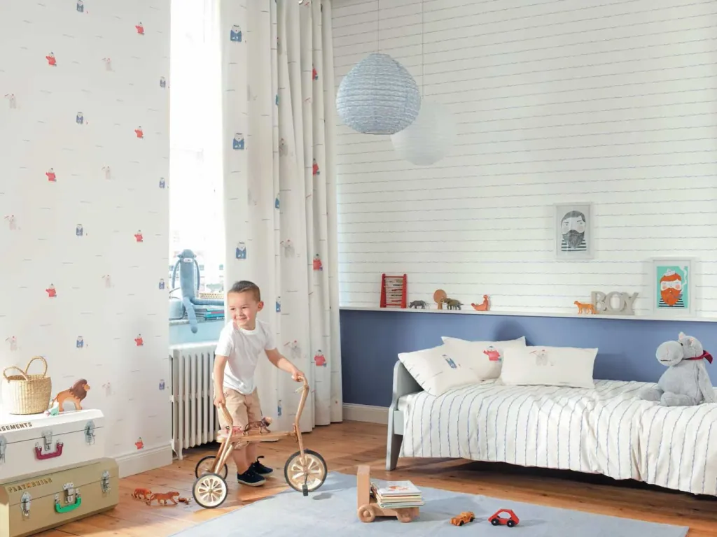 Casadeco My Little World behang effen blauw