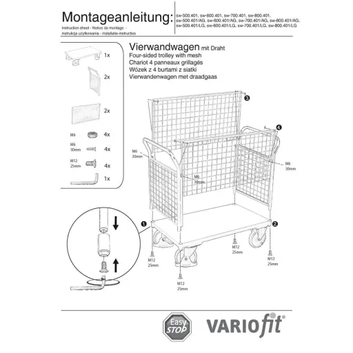 Draadgaas Vierwandwagen 500 kg Type XL + EasySTOP