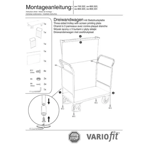 Driemuurwagen 1000 kg Type S + EasySTOP