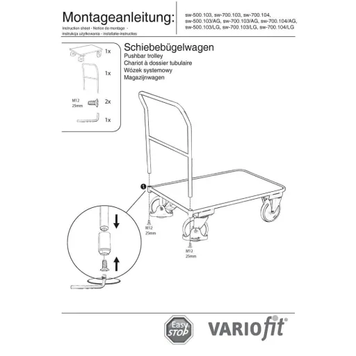 Schiebebügelwagen 400 kg met EasySTOP - Werkplaats, Magazijn