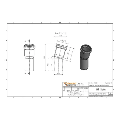HTsafeB Bocht DN/OD 32 15 Graden