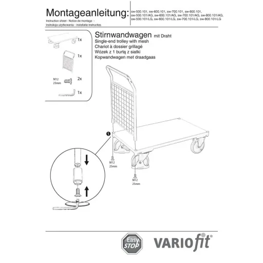 Draadgitterwagen 500 kg - Stirnwandwagen XL met EasySTOP