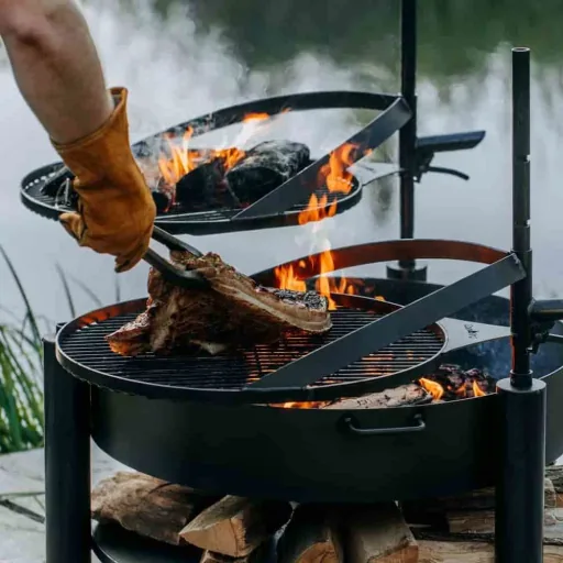 Vuurschaal Grill Mast, Verstelbaar, Natuurstaal