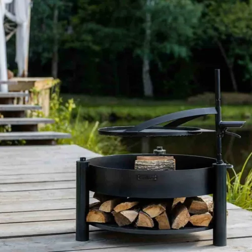 Multifunctionele vuurschaal met grillrooster - 80 cm - natuurstaal