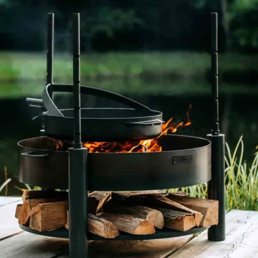 Multifunctionele vuurschaal met grillrooster - 80 cm - natuurstaal