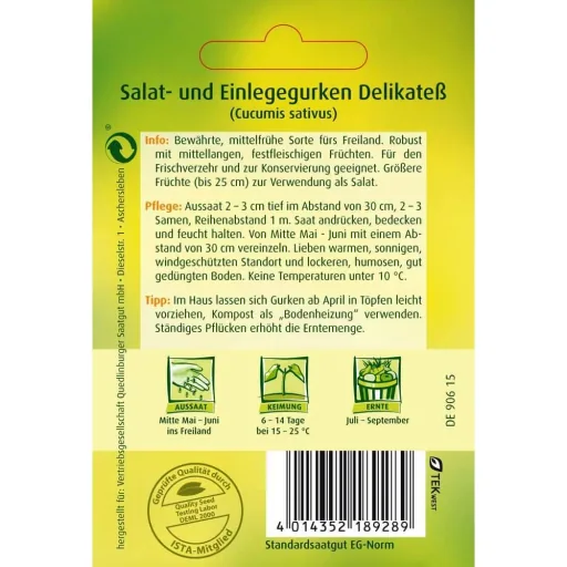 Gurkensamen voor Salatgurken en Einlegegurken