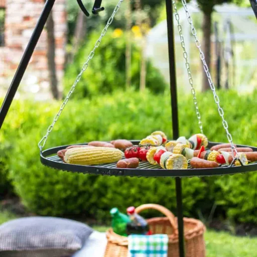 Schwenkgrill Set met Driepoot en RVS Grillrooster - 80cm