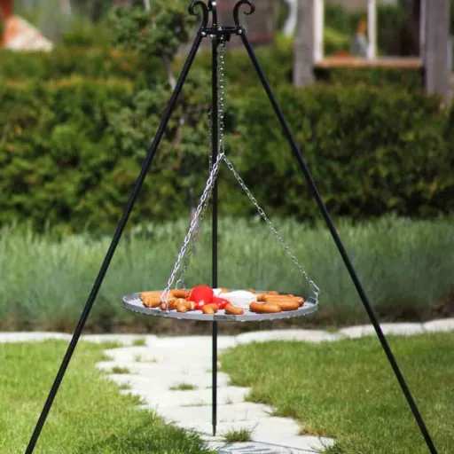 Schwenkgrill Set met Driepoot en RVS Grillrooster - 80cm