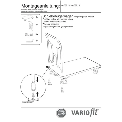 Schiebebügelwagen 250 kg EasySTOP - Transportwagen Blau