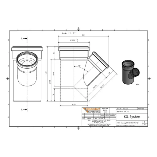 KGEA Afvoeraftakking DN/OD 160/110 45 Graden