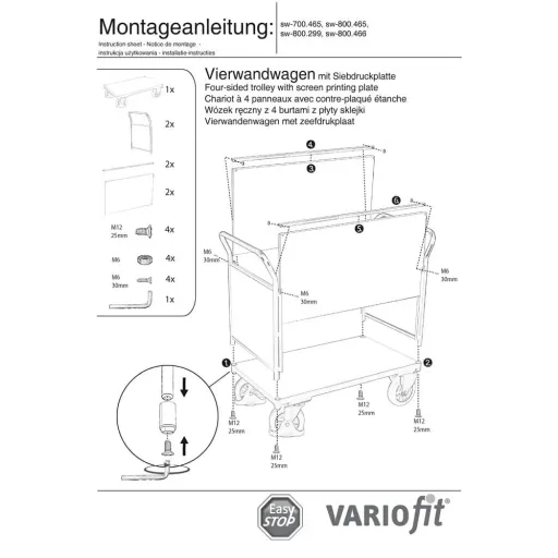 Vierwandwagen 1000 kg Type M + EasySTOP