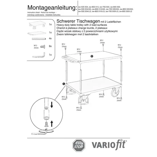 Zware Last Tafelwagen 500 kg met 2 Plateaus
