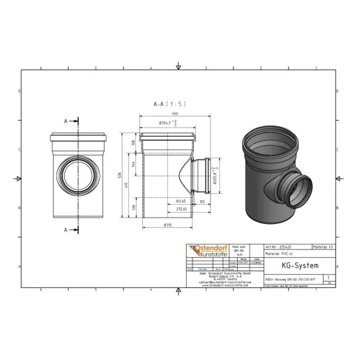 KGEA aftakking DN/OD 315/200 87 graden