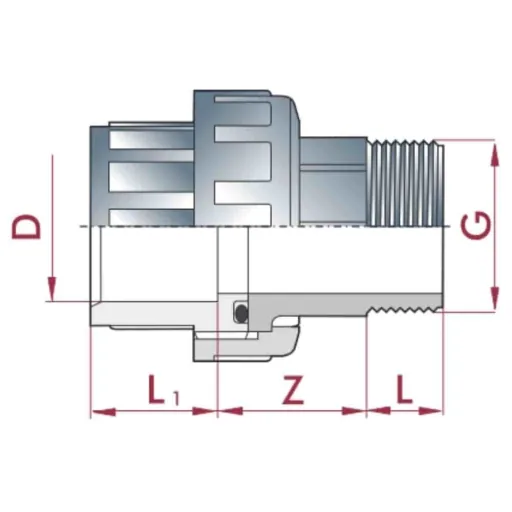 PVC-U Verschraubung 63mm x 2" met Kleefmof - Buis Koppelen