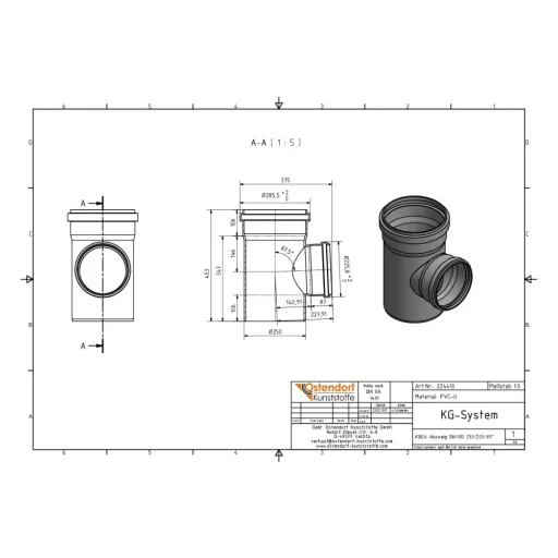 KGEA Aftakking DN/OD 250/200 87 Graden