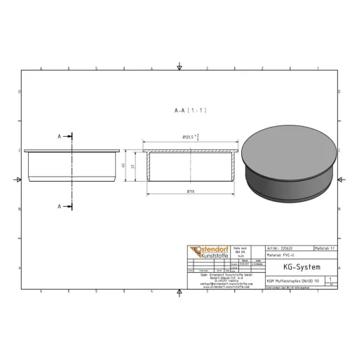 Muffenstopfen DN/OD 110 - KG Buis Afsluiten