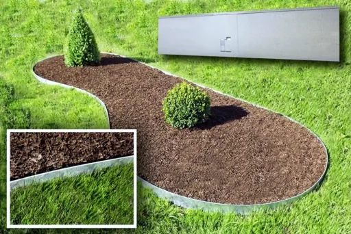 Borderrand metaal 18,5 cm x 120 cm | Gazonrand | Kantopsluiting, kleur: groen