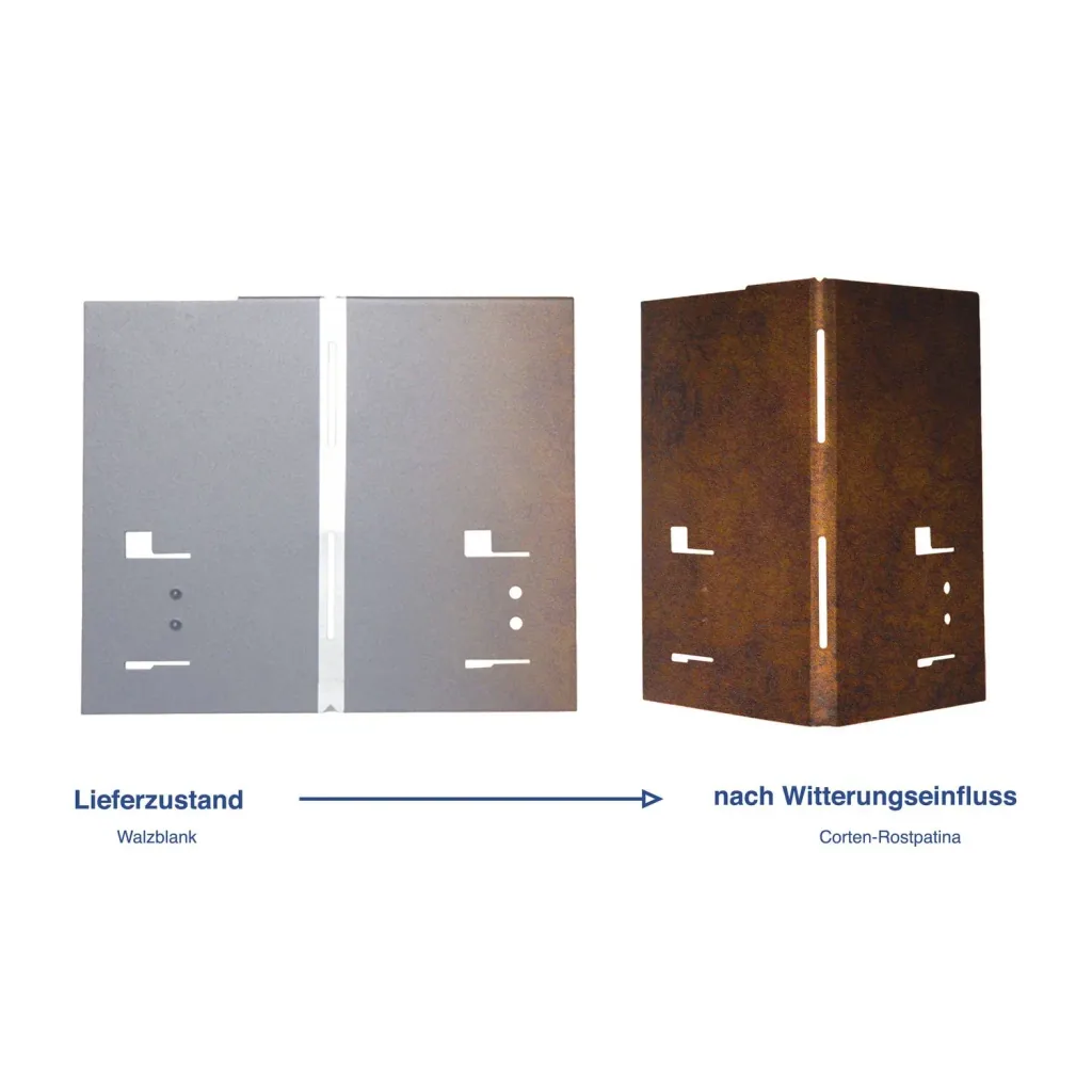 Hoek voor borderrand, cortenstaal border, kantopsluiting - 8 x 8 x 18,5 cm