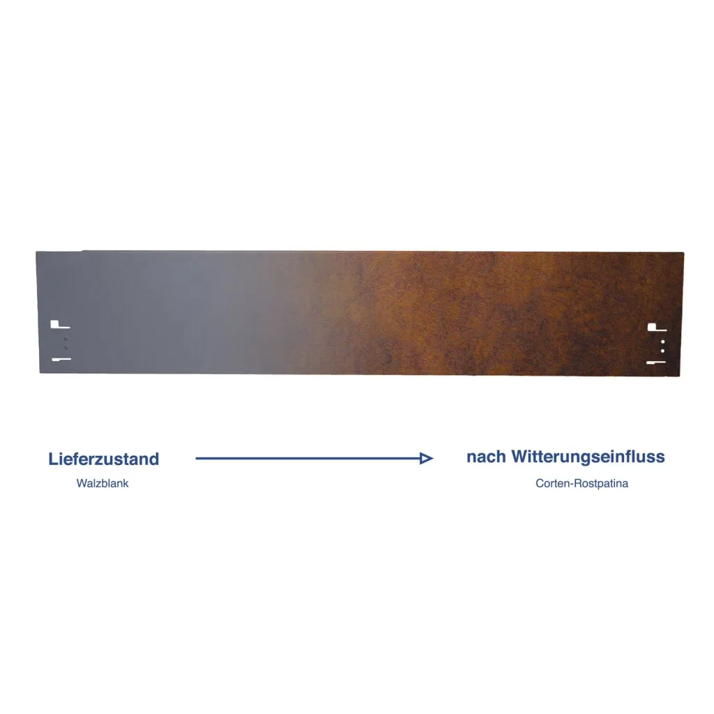 Border, cortenstaal border 120 cm lang, 13,5 - 18,5 cm hoog, borderrand - Thermisch verzinken, Breedte-gs: 18.5 cm