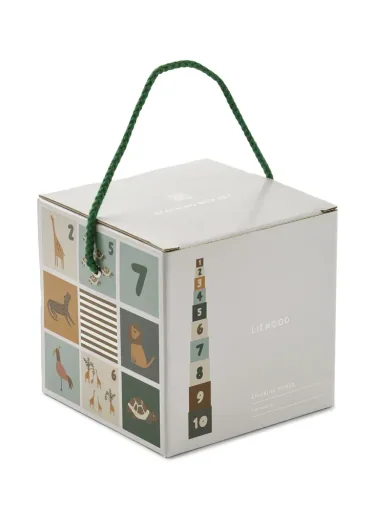 Liewood bedrukte bouwblokken, kartonblokken - Aaren, leerspeelgoed voor peuters vanaf 18 maanden, kleur: All Together Sandy