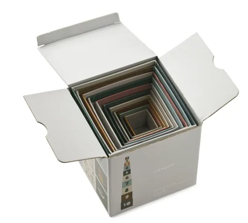 Liewood bedrukte bouwblokken, kartonblokken - Aaren, leerspeelgoed voor peuters vanaf 18 maanden, kleur: All Together Sandy
