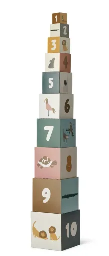 Liewood bedrukte bouwblokken, kartonblokken - Aaren, leerspeelgoed voor peuters vanaf 18 maanden, kleur: All Together Sandy