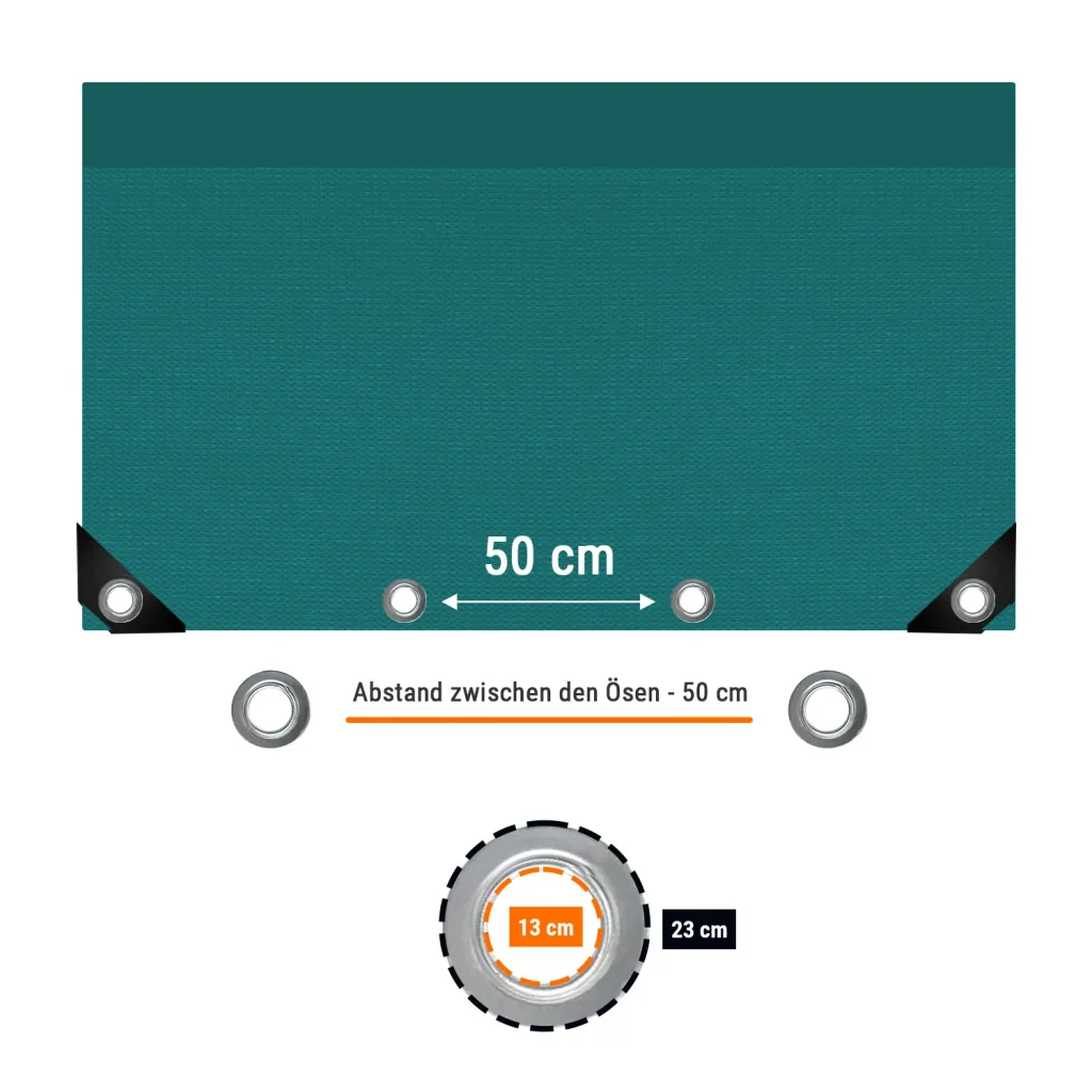 Afdekzeil 650g/m², PVC zeil, groen, waterdicht, scheurvast, UV-bestendig, industriële kwaliteit, 6x8 (48m²)