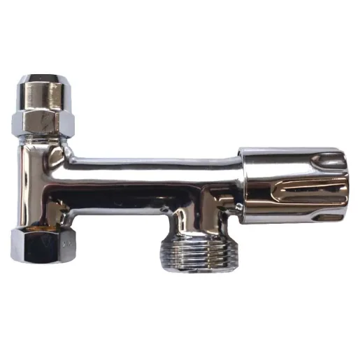 Dubbel Hoekventiel met Comfortgreep 3/8" x 10 mm x 3/4" x 53mm