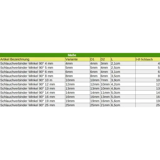 Slangverbinder 4mm, Kunststof Hoek 90°, Winkelverbinder