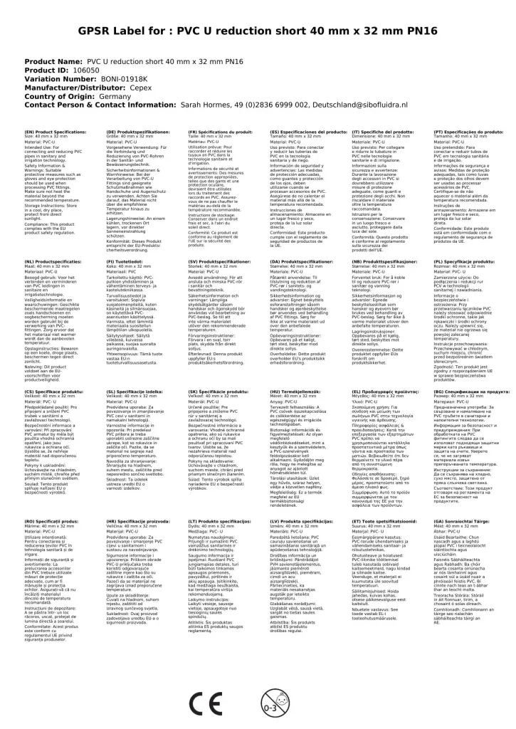 PVC Reductie 40x32 mm - Verloopstuk voor Rohrsystemen