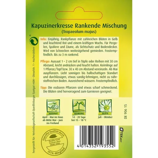 Kapucijnerkers Zaden - Kleurrijke Klimmende Mix met Eetbare Bloemen