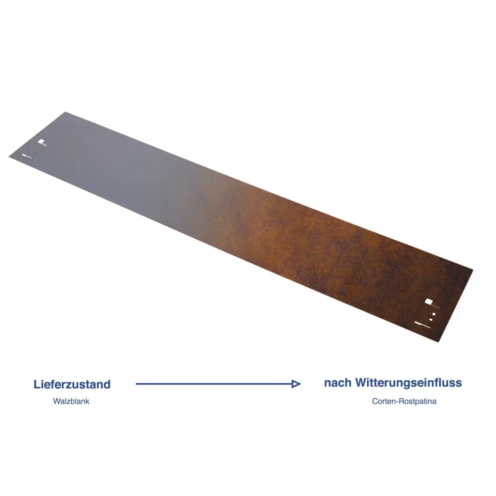 Set van 10 Border, cortenstaal border 70 cm lang, 13,5 - 18,5 cm hoog, borderrand - Thermisch verzinken, Breedte-gs: 13.5 cm