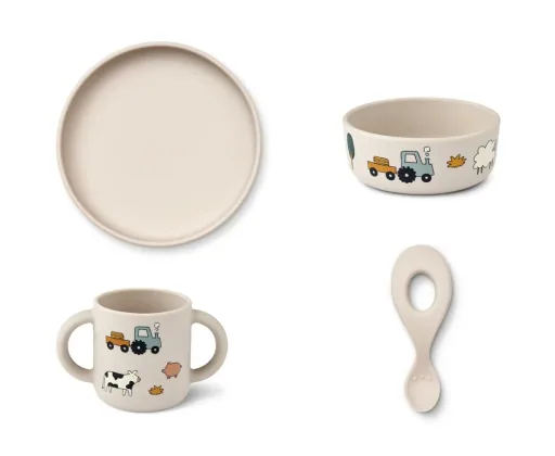 Liewood Kinderservies set - Vivi, siliconen, Boerderij/Sandy