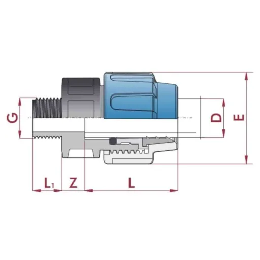 PE Koppeling 20mm, 1/2 inch AG - Knelkoppeling voor Waterleiding