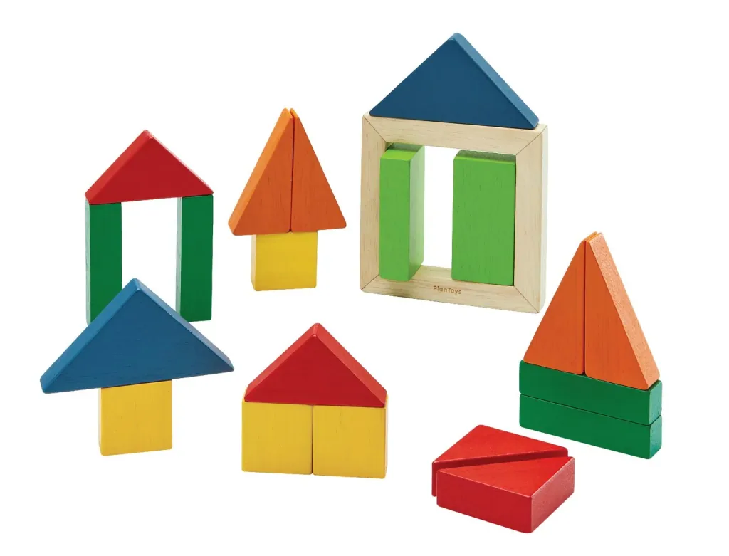 Plan Toys - Houten bouwblokken - Geo Blocks Unit Link