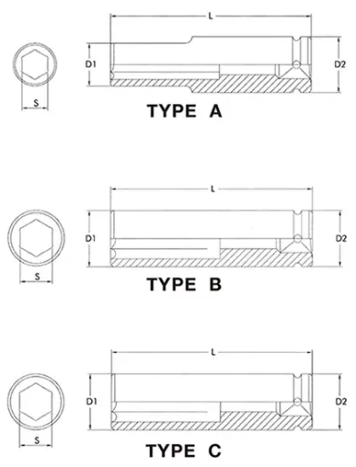 Slagschroefdop 1/2 inch, 30mm, CrMo, 6-kant