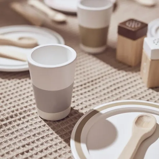 Kids Concept speel servies Bistro hout wit pastel