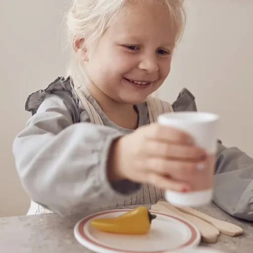Kids Concept speel servies Bistro hout wit pastel