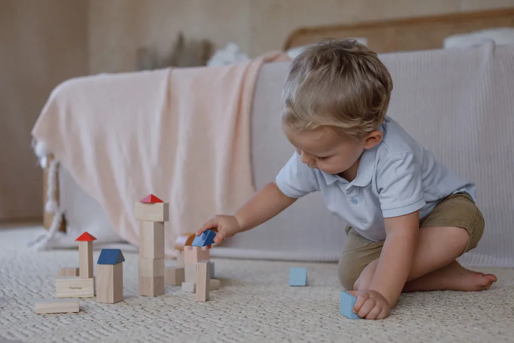 Plan Toys Bouwstenen Orchard Hout gekleurd