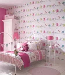 Harlequin behang vogels roze
