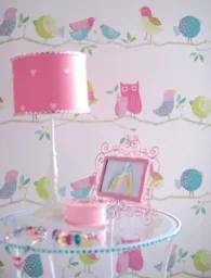 Harlequin behang vogels roze