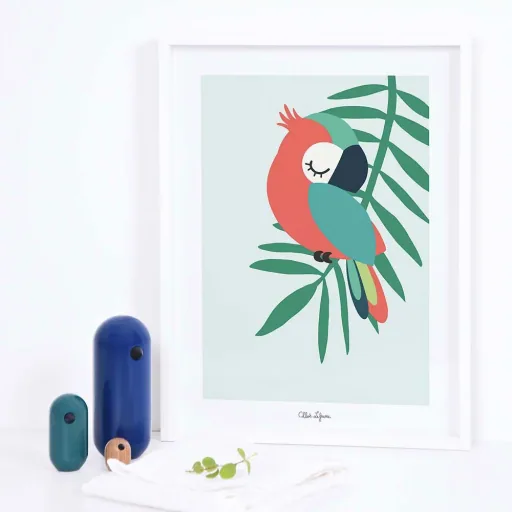 Lilipinso Poster slapende papegaai groen rood
