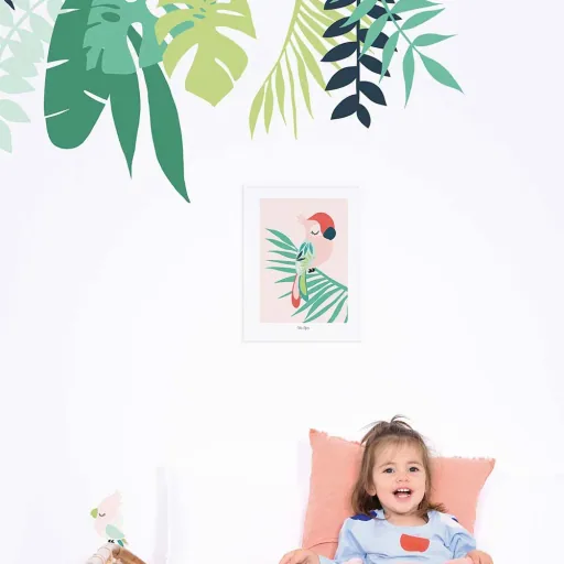 Lilipinso poster slapende papegaai roze rood groen