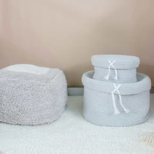 Lorena Canals mand met deksel groot blauw
