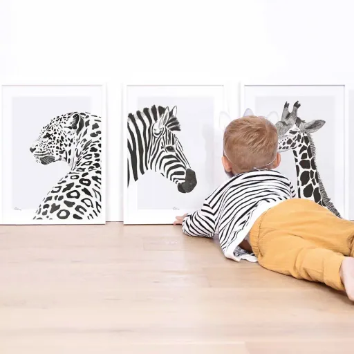 Poster zwart wit zebra van Lilipinso