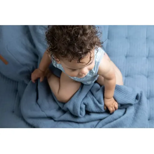 Little Dutch Babydeken uni blauw "Pure Blue, Maat: 70 x 100 cm