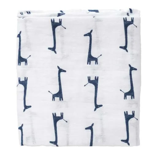 Fresk mousseline doek Swaddle Giraffe blauw