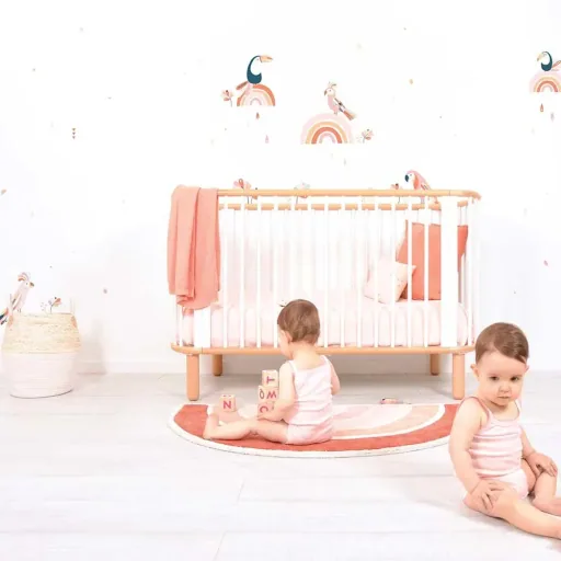 Lilipinso muursticker M vogels met regenboog roze pastel
