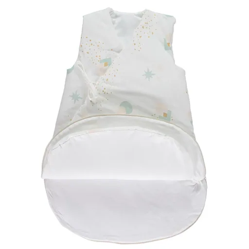 Nobodinoz babyslaapzak "Cloud" geometrische vormen aqua wit, Maat: 0 - 6 maanden